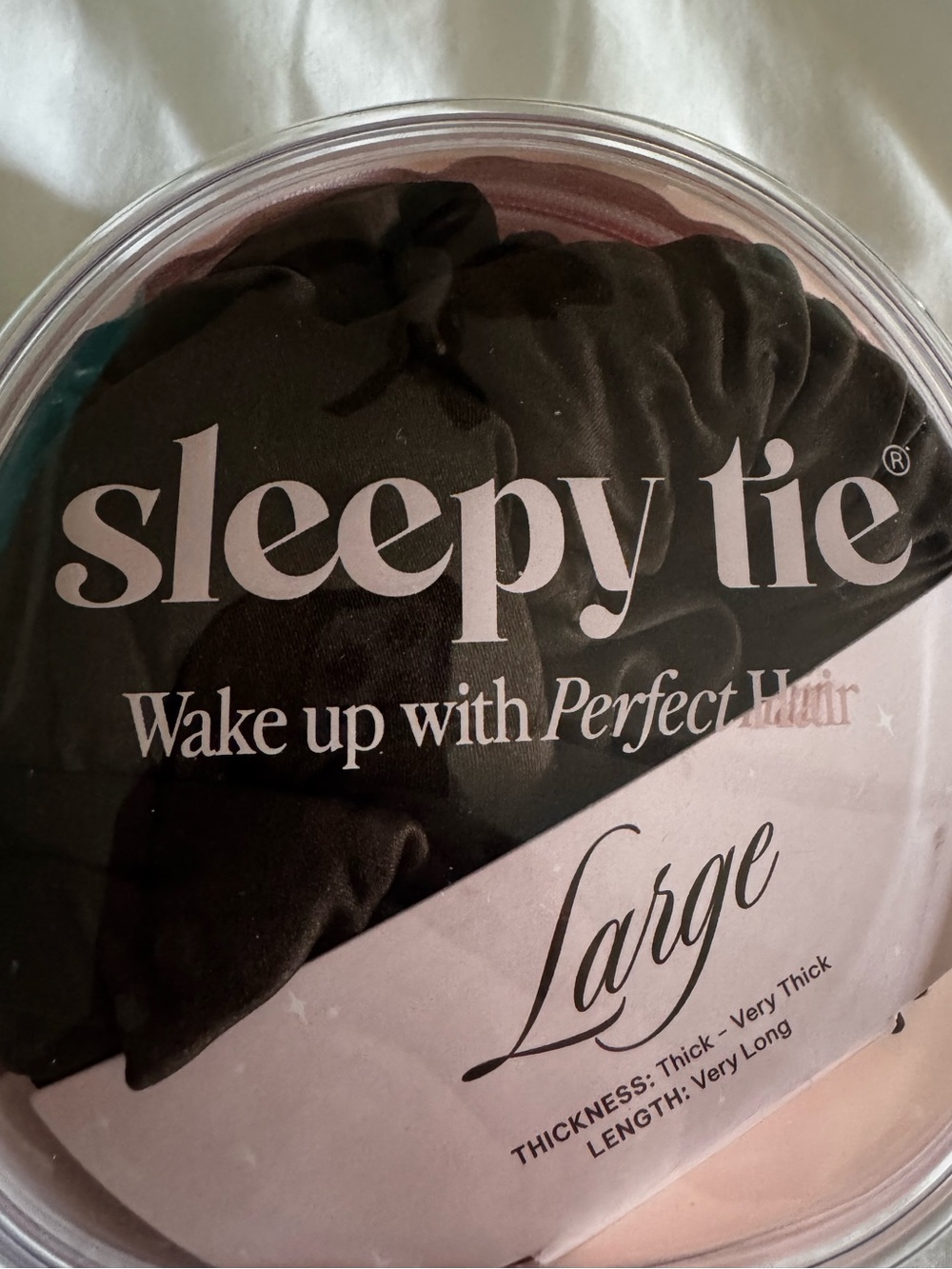 Sleepy Tie Large Hair Wrap in dark brown with Pink Case - Picture 3 of 3
